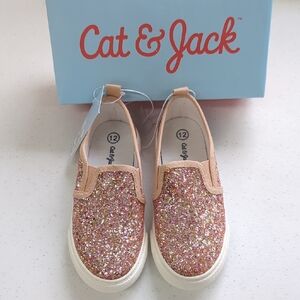 Cat & Jack Pink and Gold Glitter Sneakers